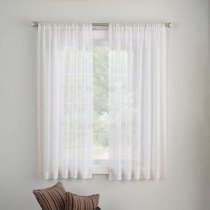 2 SHEER WHITE CURTAIN PANELS